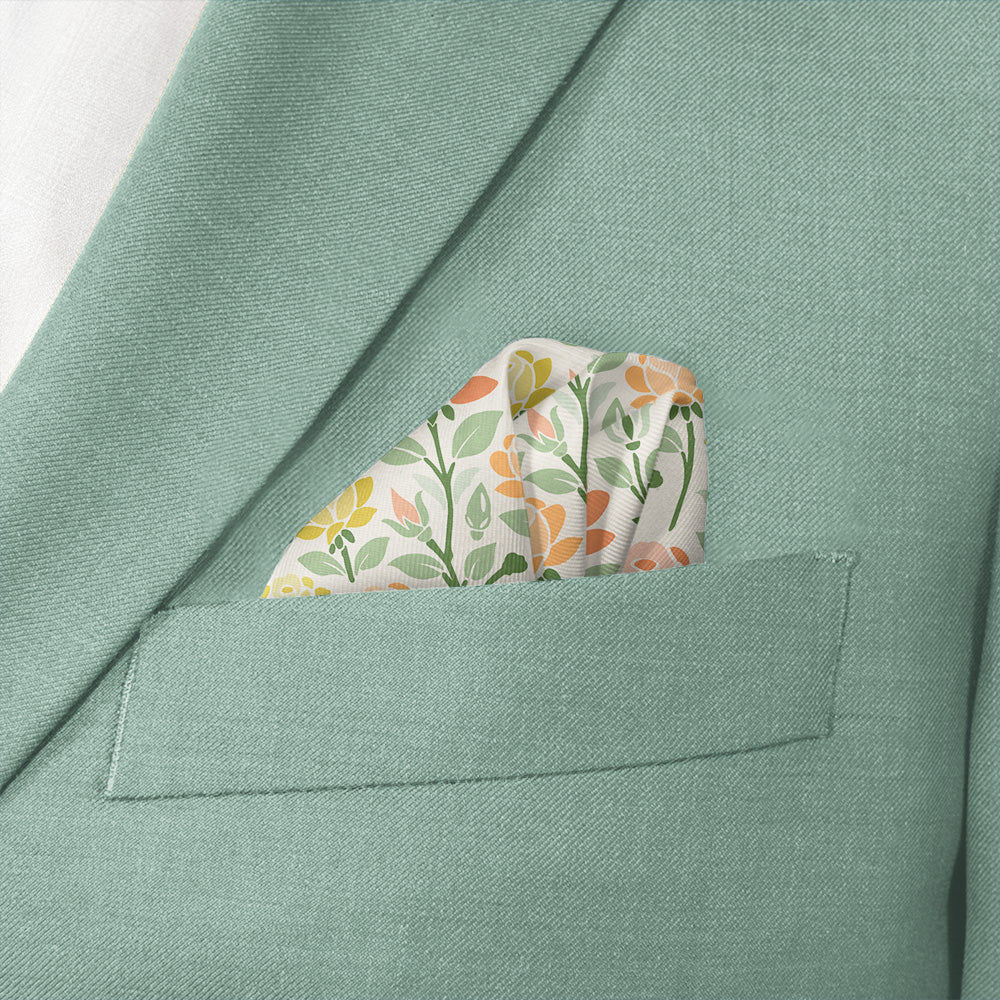 Midsummer Rose Pocket Square - Wave Fold - Knotty Tie Co.