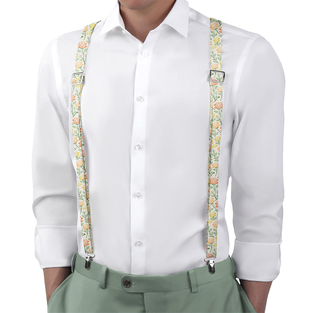Midsummer Rose Suspenders - On Model Back View - Knotty Tie Co.