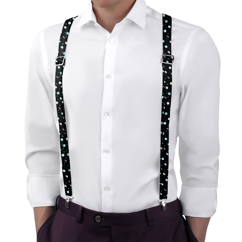 Mini Moons Space Suspenders - On Model Back View - Knotty Tie Co.