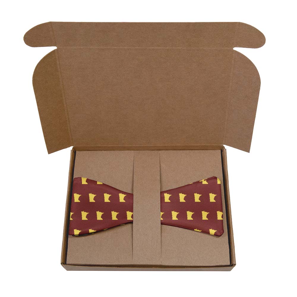 Minnesota State Outline Bow Tie- Kraft Gift Box Packaging - Knotty Tie Co.