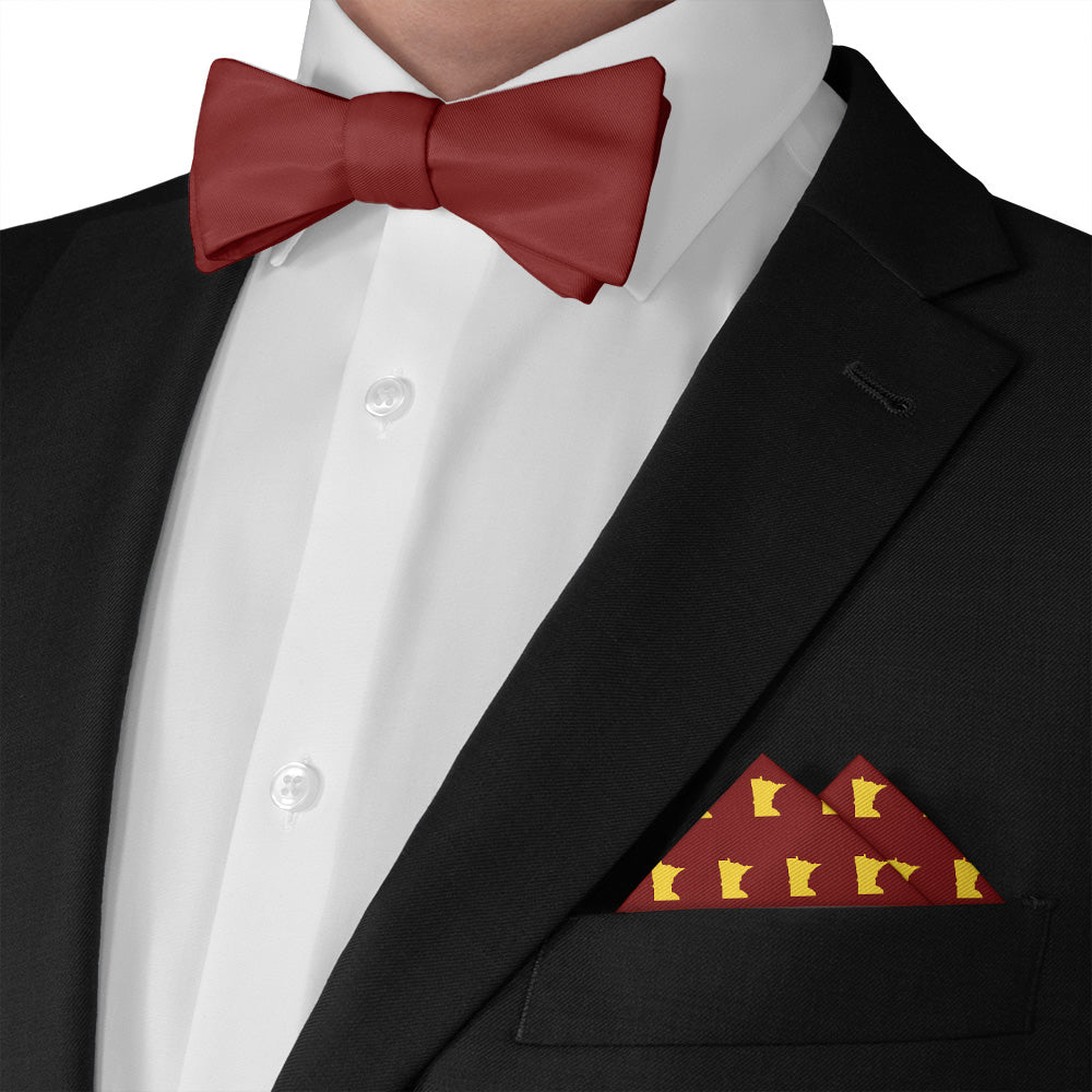 Minnesota State Outline Pocket Square - Matching Bow Tie - Knotty Tie Co.