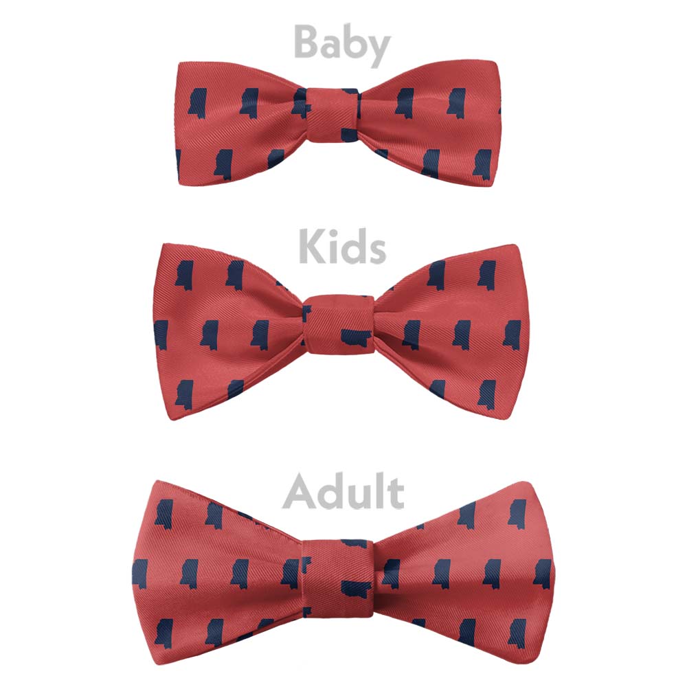 Mississippi State Outline Bow Tie - Bow Sizes - Knotty Tie Co.