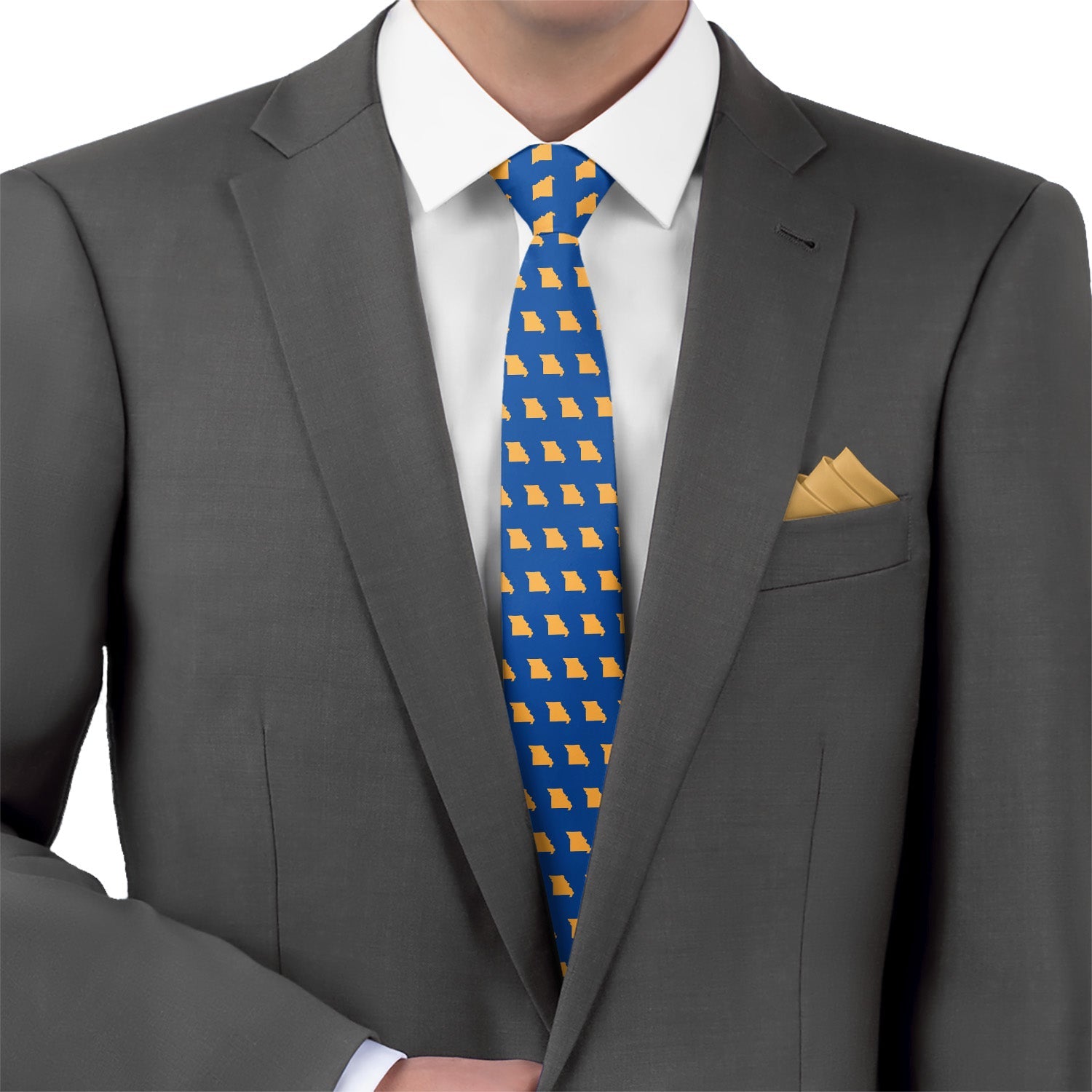 Missouri State Outline Necktie - Matching Pocket Square - Knotty Tie Co.