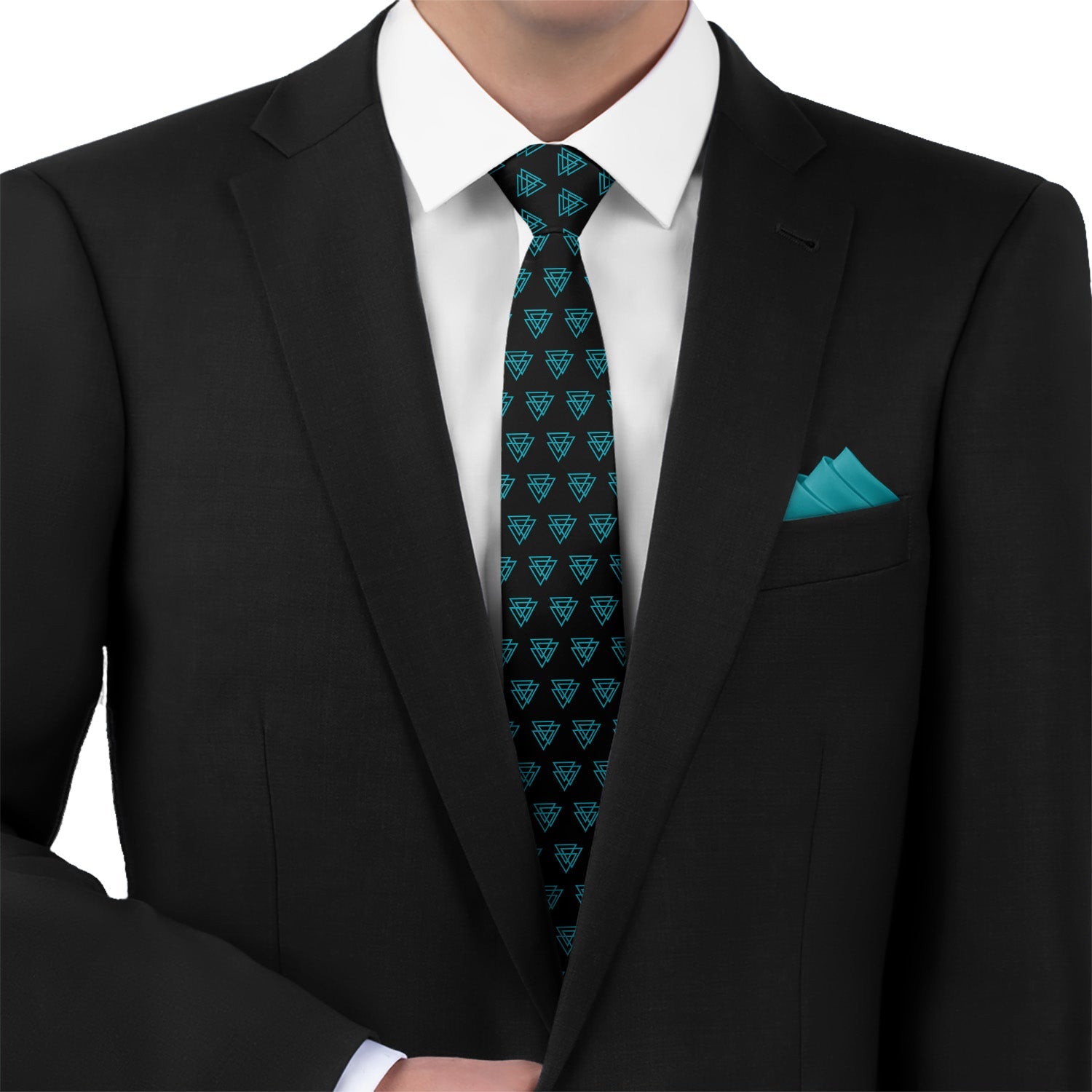 Mod Triangles Necktie - Matching Pocket Square - Knotty Tie Co.
