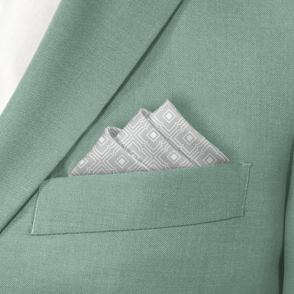 Monroe Geometric Pocket Square - Stairs Fold - Knotty Tie Co.