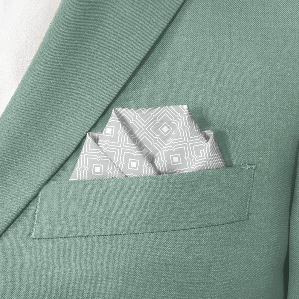 Monroe Geometric Pocket Square - Scalloped Fold - Knotty Tie Co.