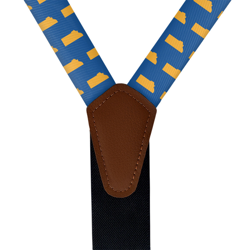 Montana State Outline Suspenders - Vegan Leather Y-Back - Knotty Tie Co.