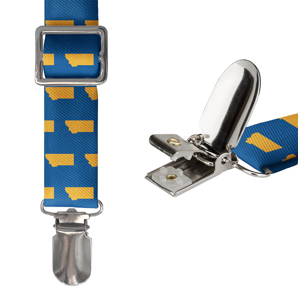Montana State Outline Suspenders - Hardware and Strap - Knotty Tie Co.