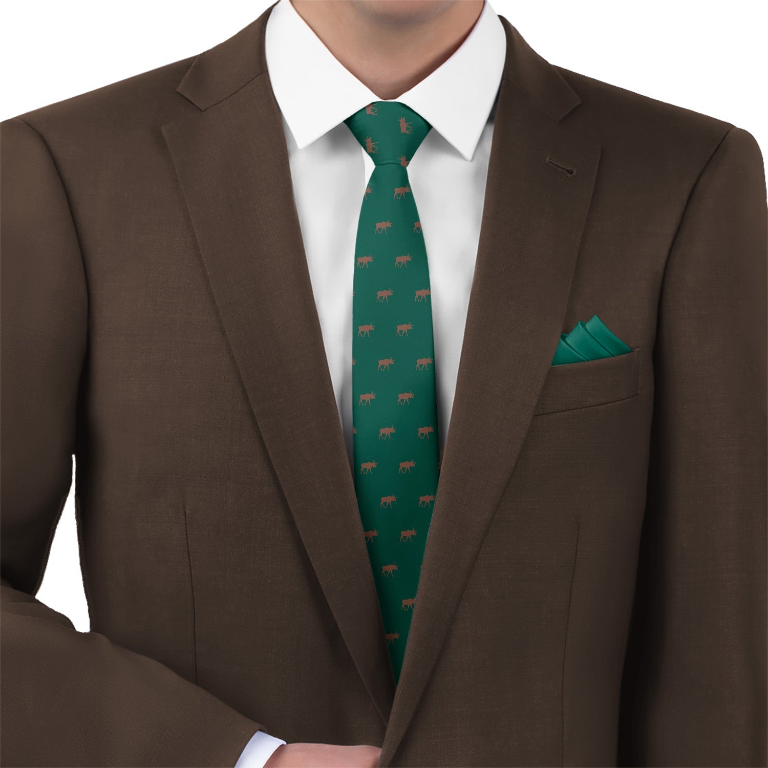 Moose Necktie - Matching Pocket Square - Knotty Tie Co.