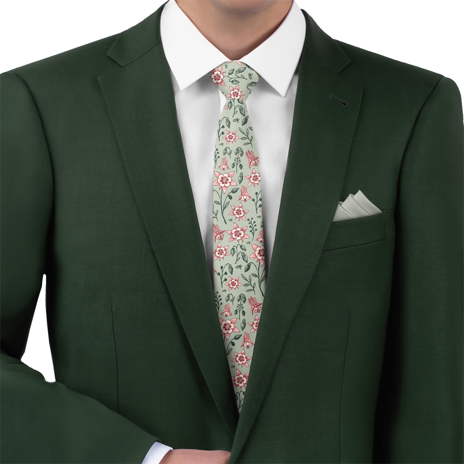 Mountain Columbine Necktie - Matching Pocket Square - Knotty Tie Co.