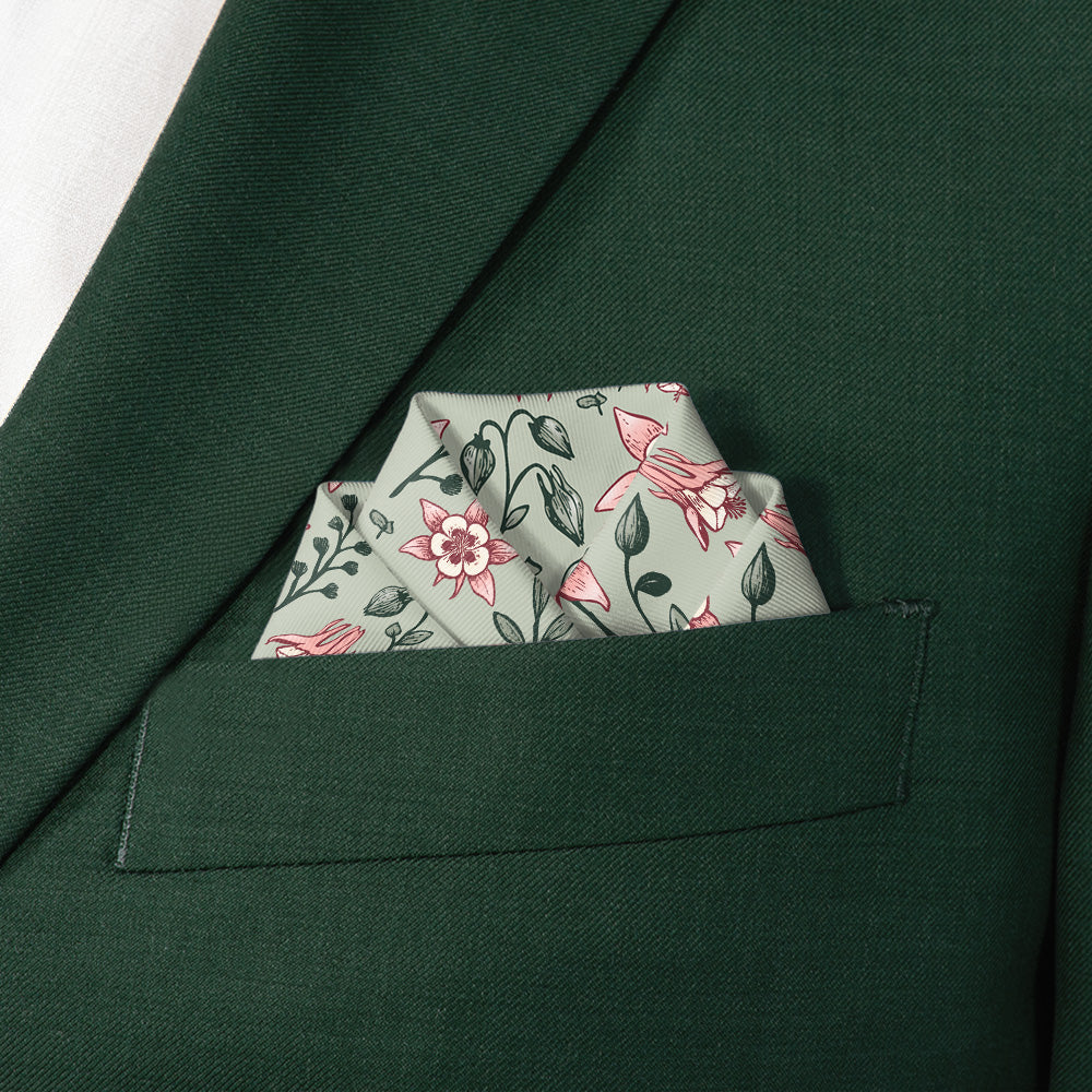 Mountain Columbine Pocket Square - Scalloped Fold - Knotty Tie Co.