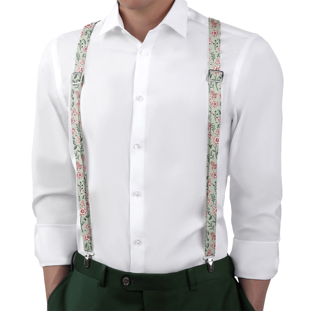 Mountain Columbine Suspenders - On Model Back View - Knotty Tie Co.