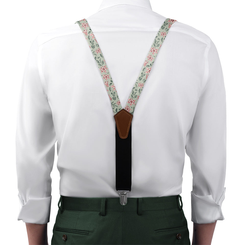 Mountain Columbine Suspenders - On Model Front View - Knotty Tie Co.