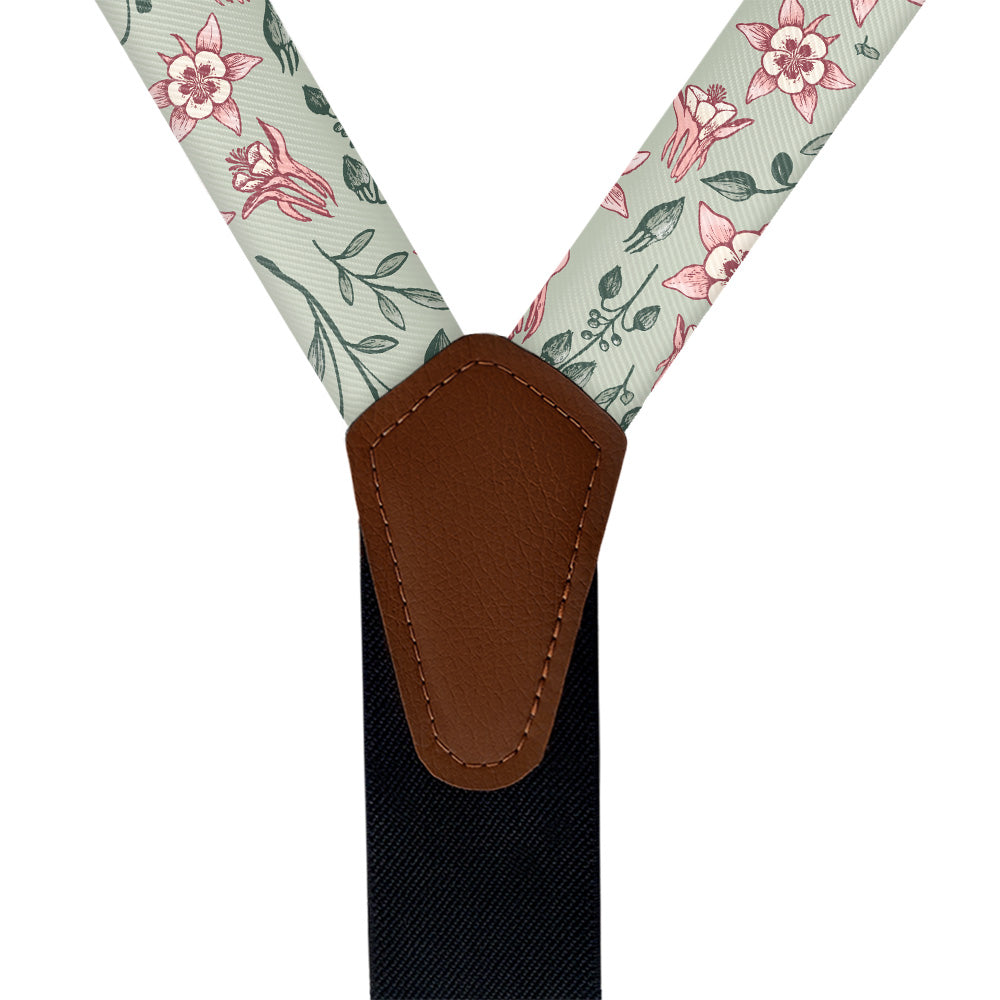 Mountain Columbine Suspenders - Vegan Leather Y-Back - Knotty Tie Co.