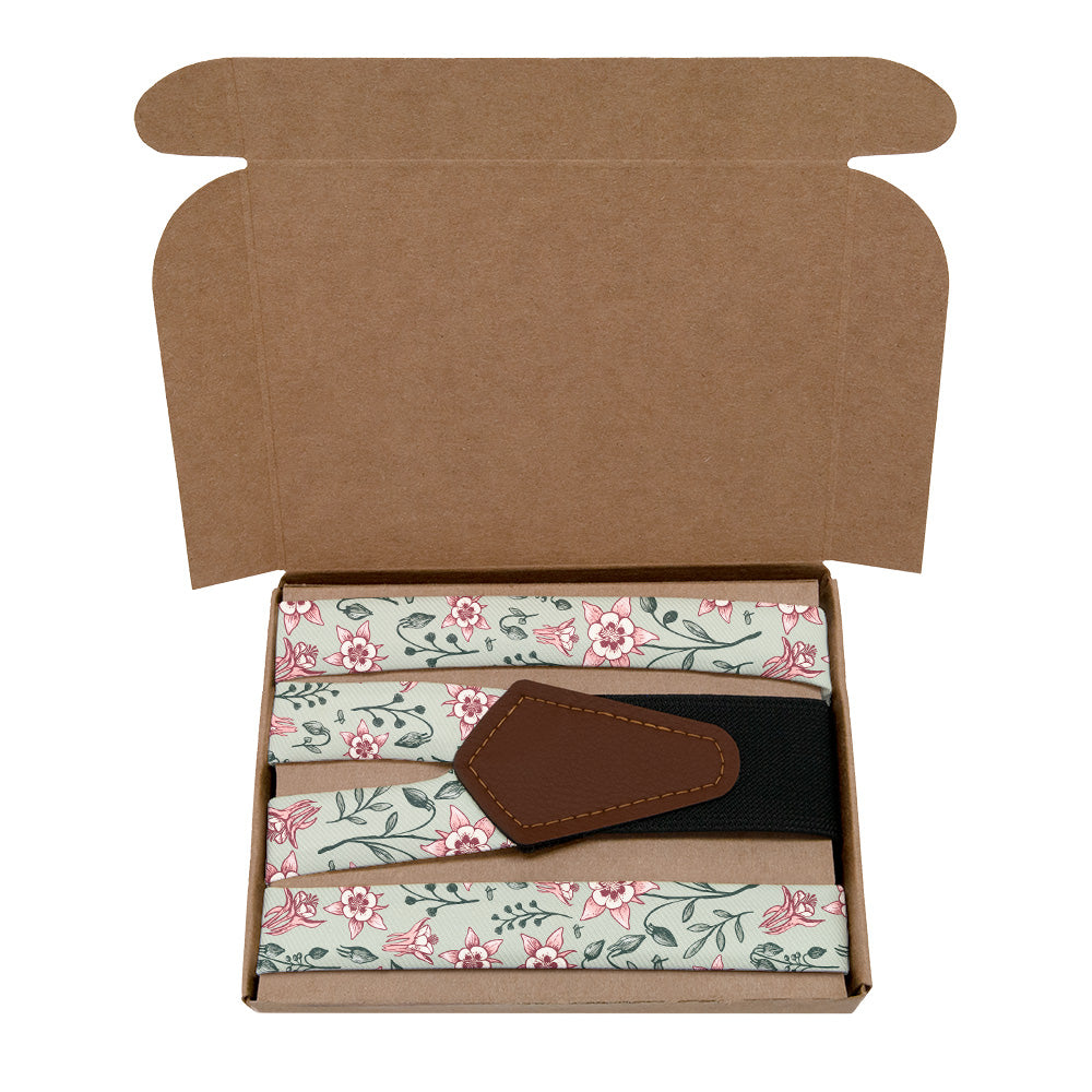 Mountain Columbine Suspenders - Kraft Gift Box Packaging - Knotty Tie Co.