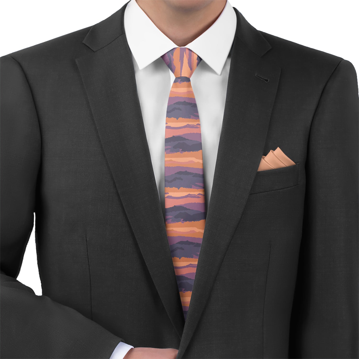 Mountain Sunset Necktie - Matching Pocket Square - Knotty Tie Co.
