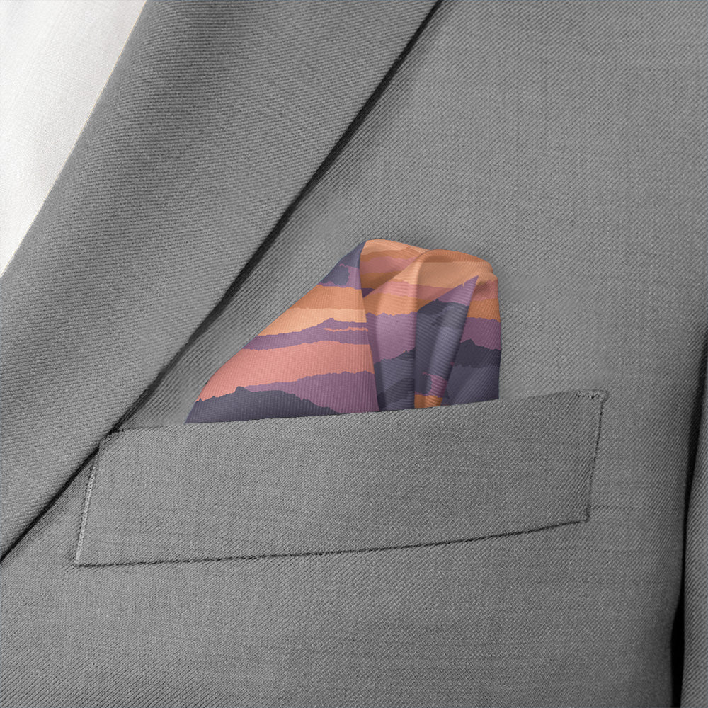 Mountain Sunset Pocket Square - Wave Fold - Knotty Tie Co.