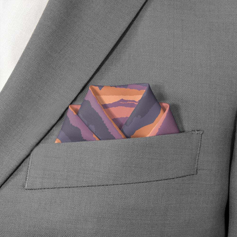 Mountain Sunset Pocket Square - Scalloped Fold - Knotty Tie Co.
