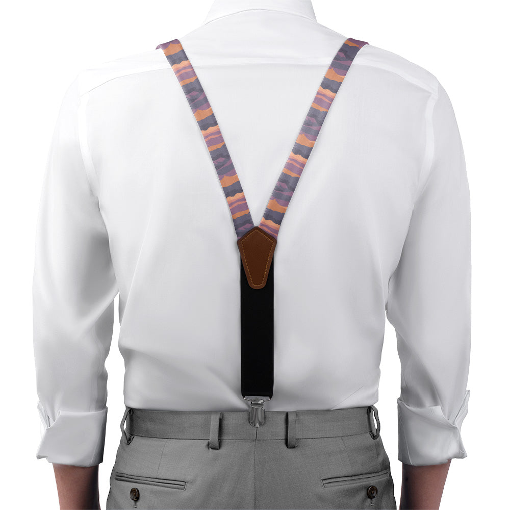Mountain Sunset Suspenders - On Model Front View - Knotty Tie Co.