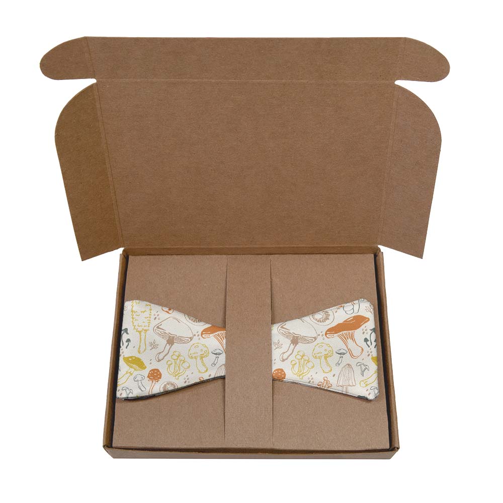 Mushrooms Bow Tie- Kraft Gift Box Packaging - Knotty Tie Co.