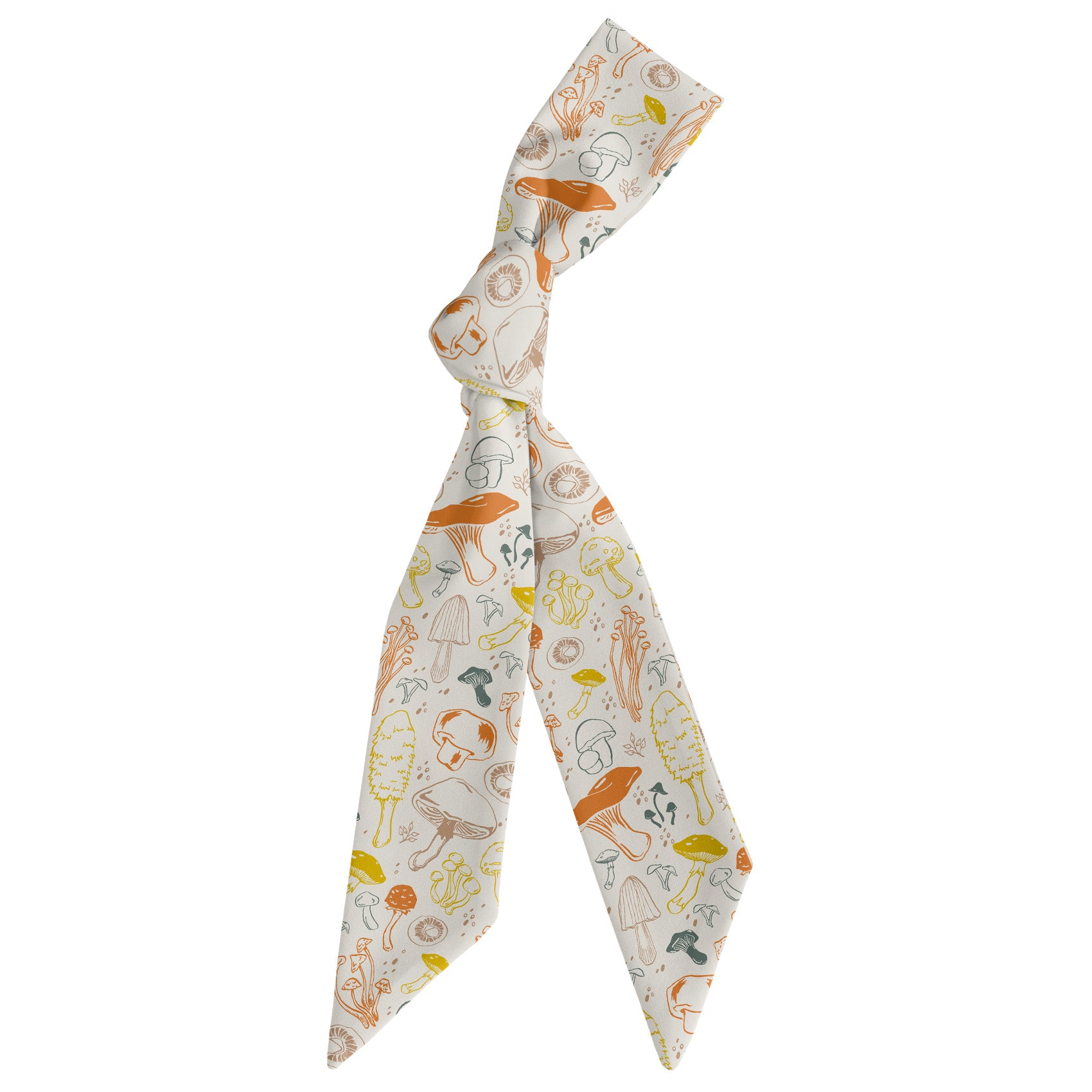 Mushrooms Hair Scarf - Scarf Tied Into Knot - Knotty Tie Co.