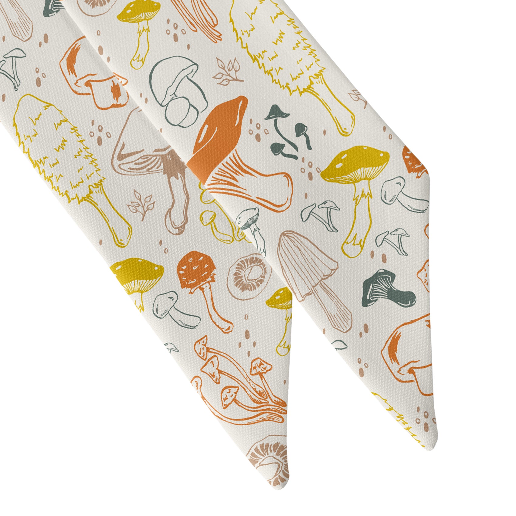 Mushrooms Hair Scarf - Scarf Tapered Ends - Knotty Tie Co.