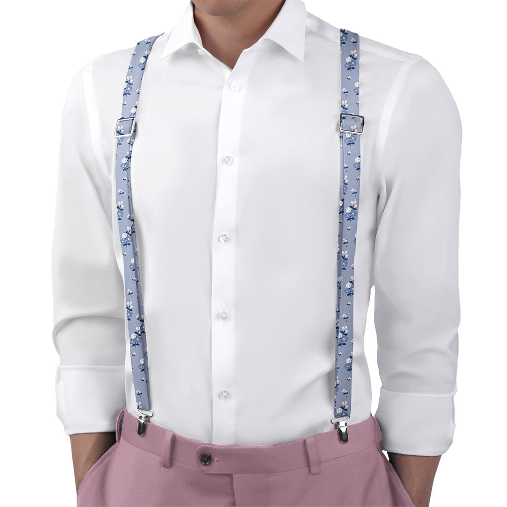 Nani Floral Suspenders - On Model Back View - Knotty Tie Co.