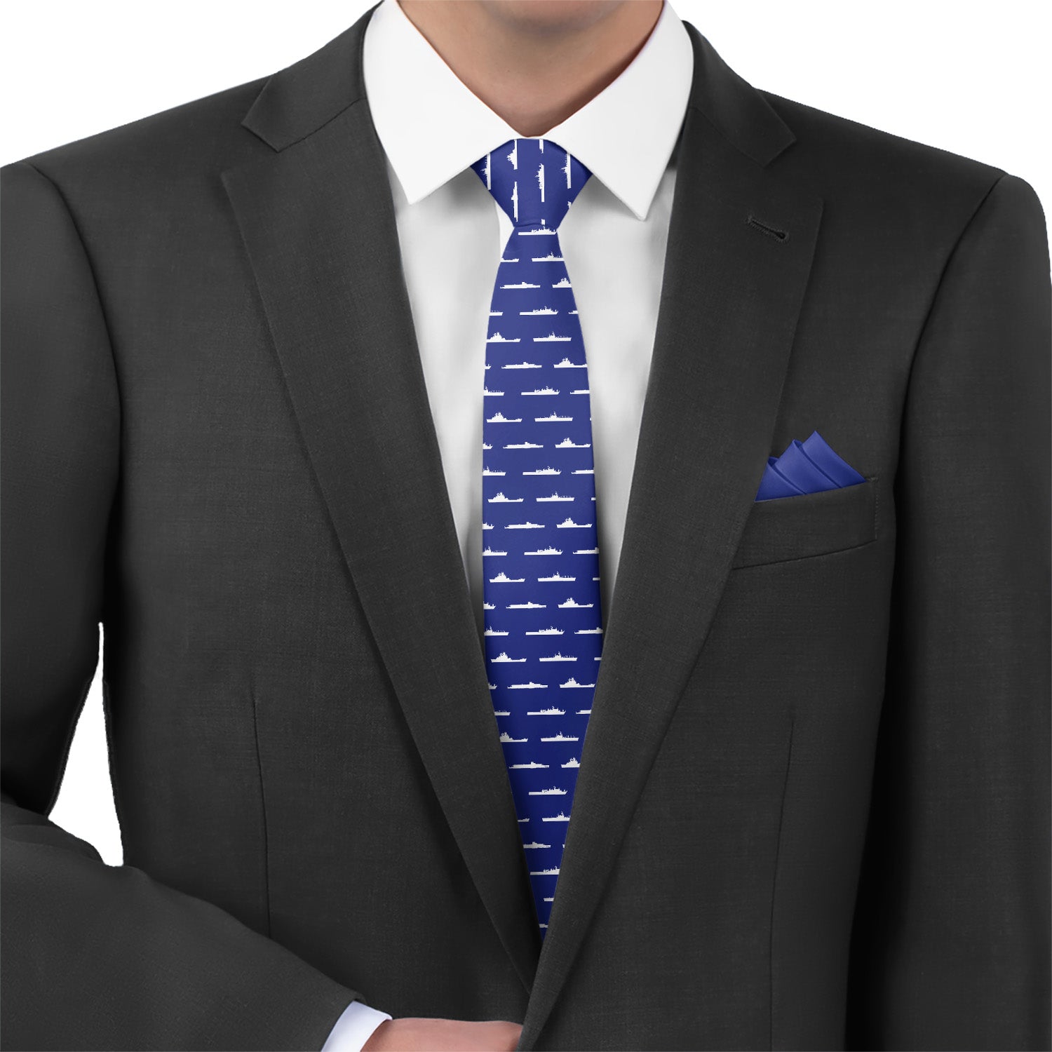 Naval Ships Necktie - Matching Pocket Square - Knotty Tie Co.