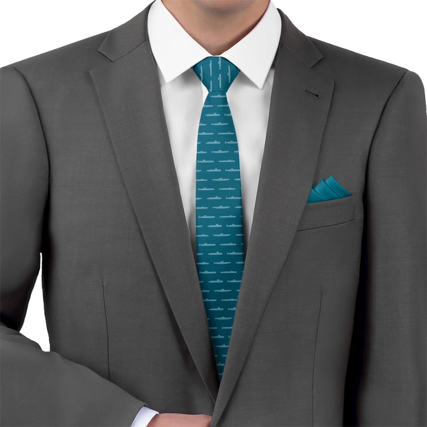 Naval Subs Necktie - Matching Pocket Square - Knotty Tie Co.