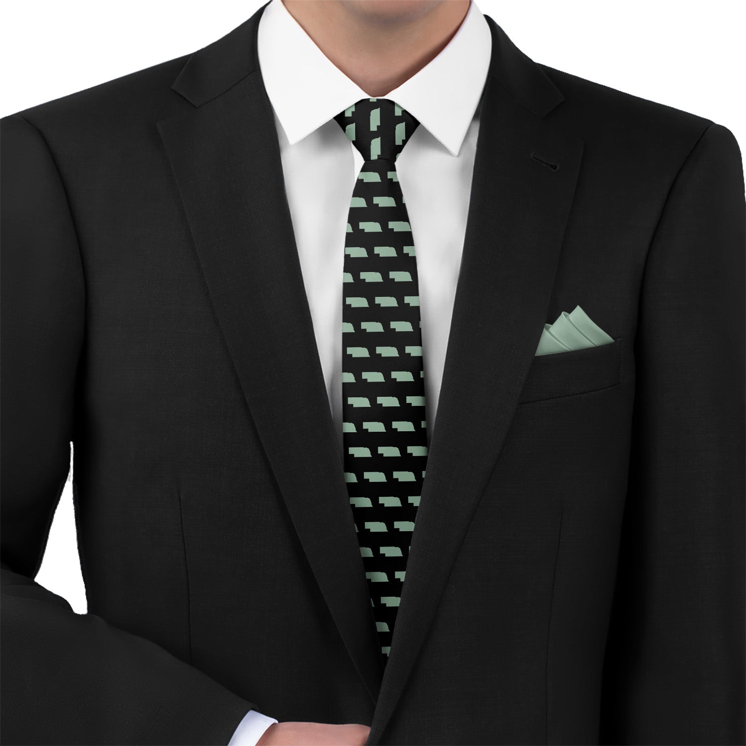 Nebraska State Outline Necktie - Matching Pocket Square - Knotty Tie Co.