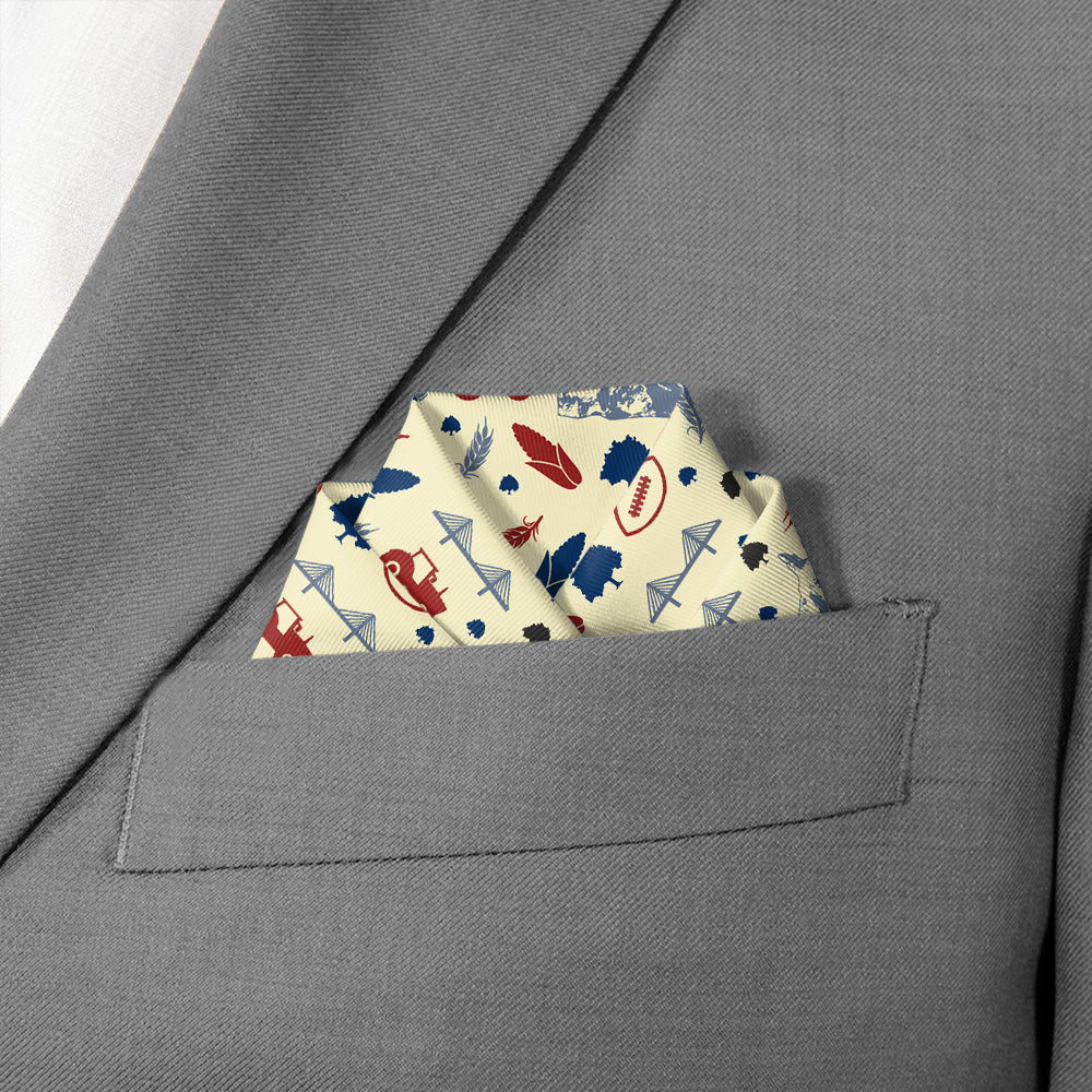 Nebraska State Heritage Pocket Square - Scalloped Fold - Knotty Tie Co.