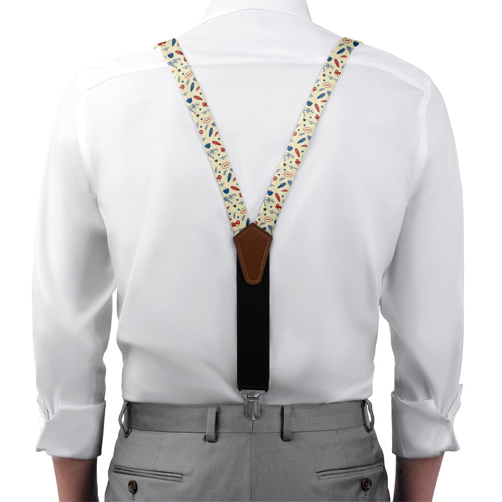 Nebraska State Heritage Suspenders - On Model Front View - Knotty Tie Co.