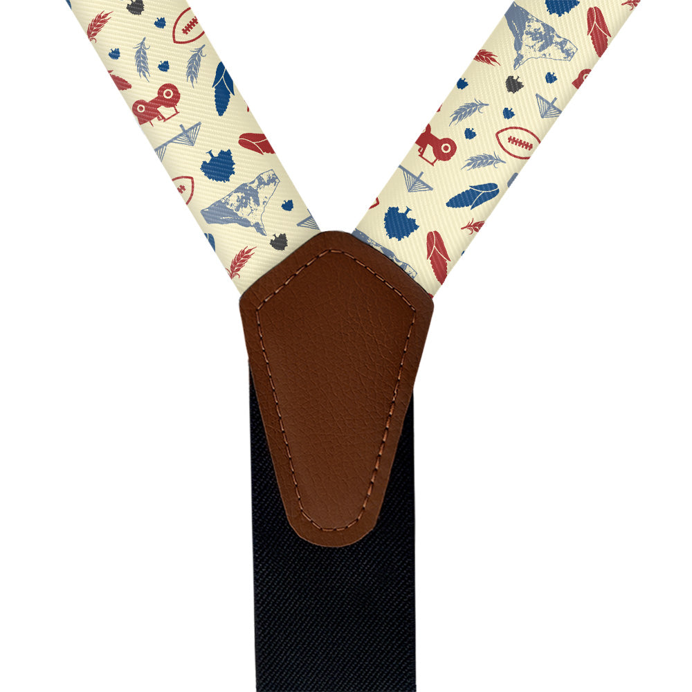 Nebraska State Heritage Suspenders - Vegan Leather Y-Back - Knotty Tie Co.