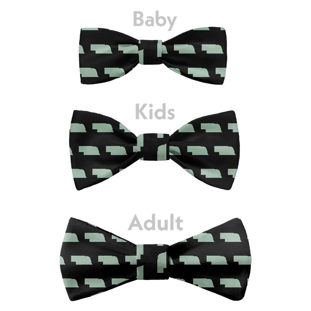 Nebraska State Outline Bow Tie - Bow Sizes - Knotty Tie Co.