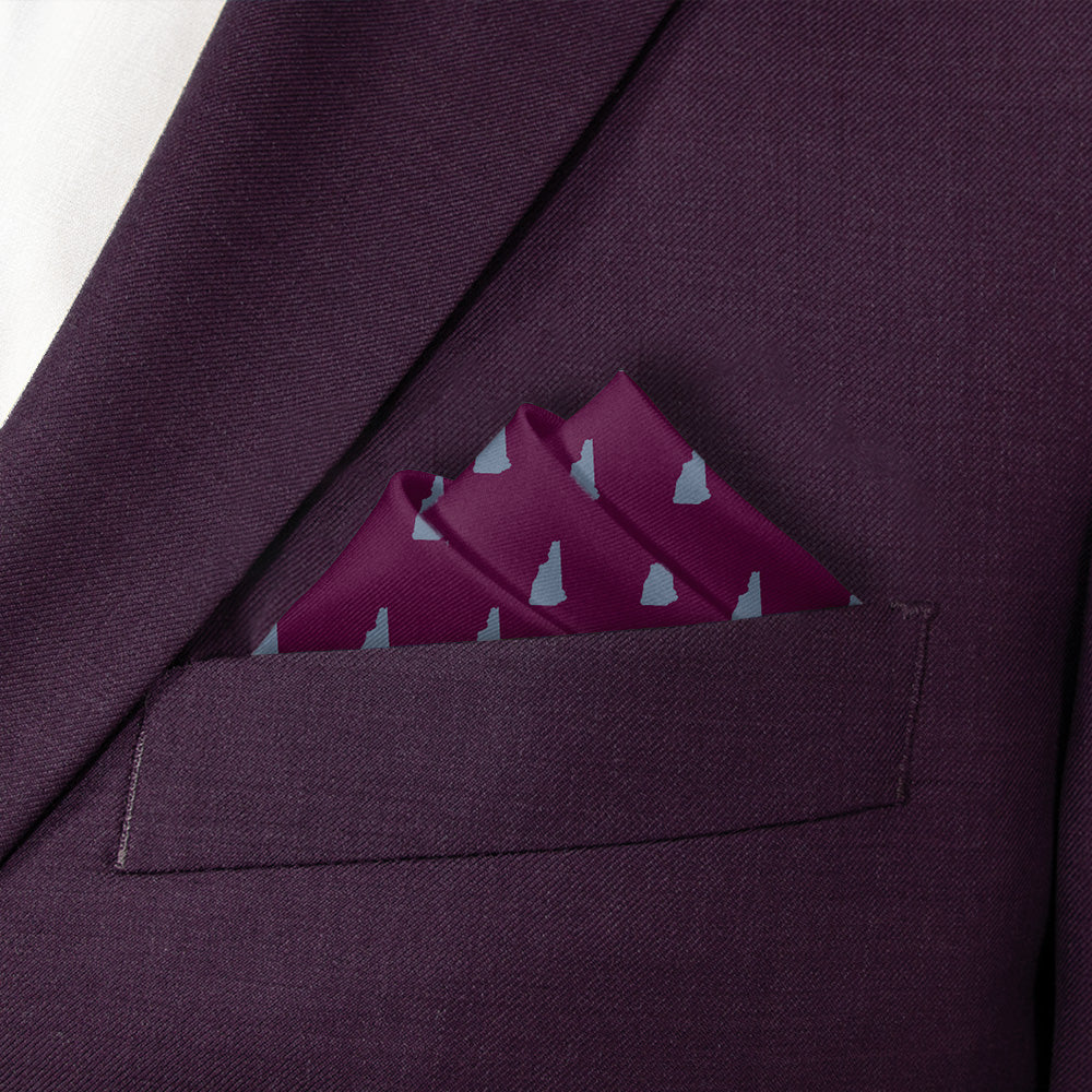 New Hampshire State Outline Pocket Square - Stairs Fold - Knotty Tie Co.