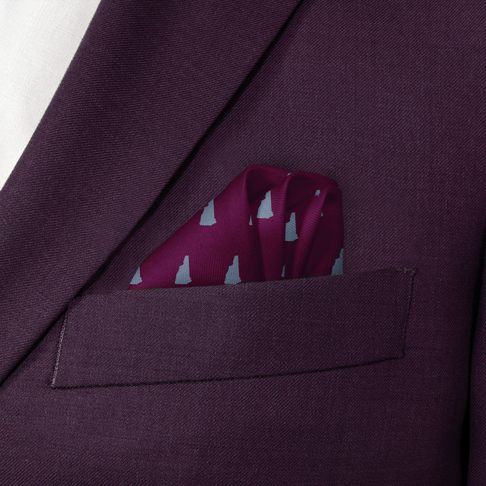 New Hampshire State Outline Pocket Square - Wave Fold - Knotty Tie Co.