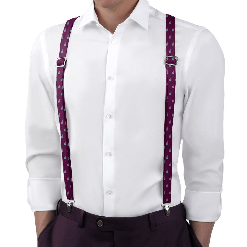 New Hampshire State Outline Suspenders - On Model Back View - Knotty Tie Co.