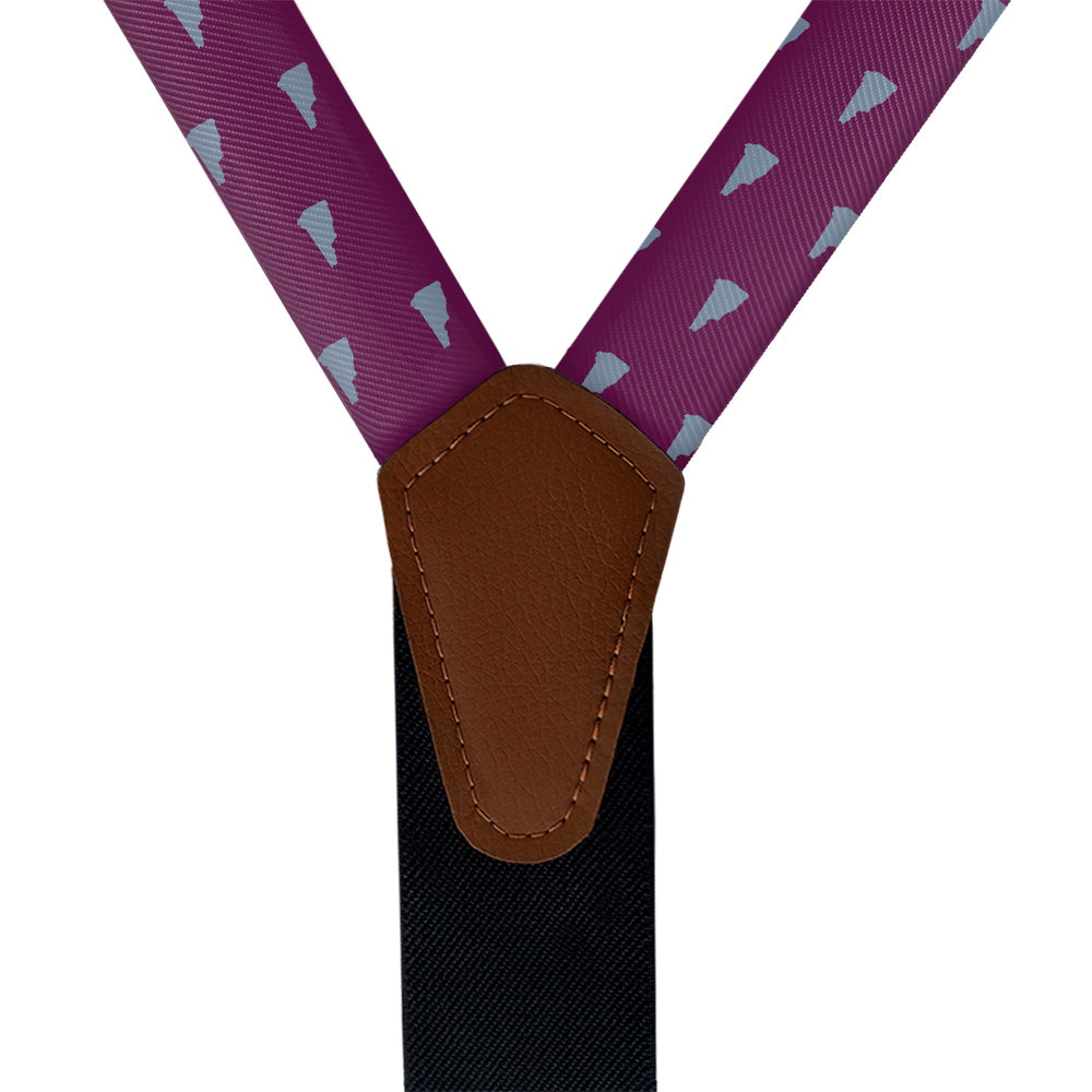 New Hampshire State Outline Suspenders - Vegan Leather Y-Back - Knotty Tie Co.