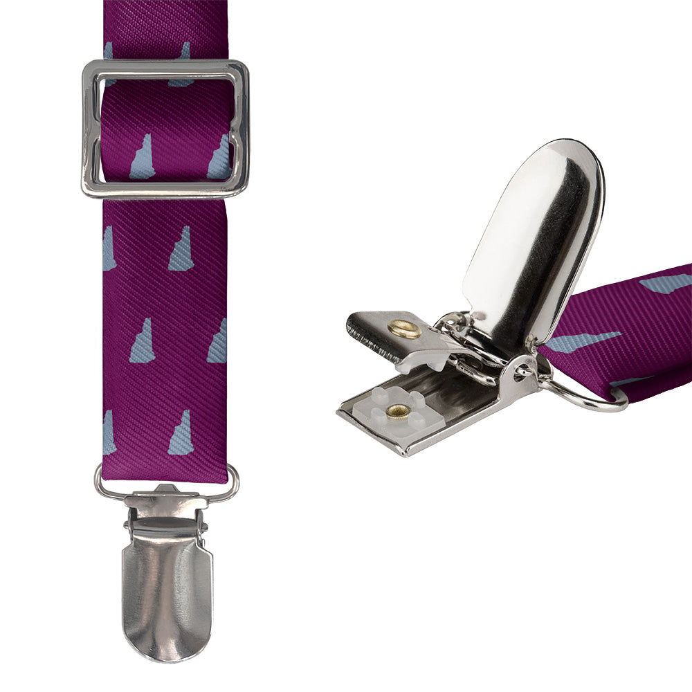 New Hampshire State Outline Suspenders - Hardware and Strap - Knotty Tie Co.