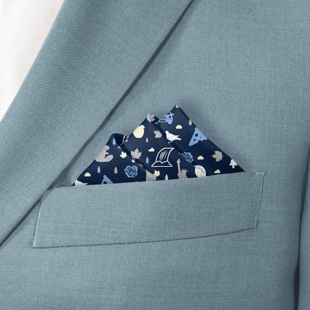New York State Heritage Pocket Square - Stairs Fold - Knotty Tie Co.