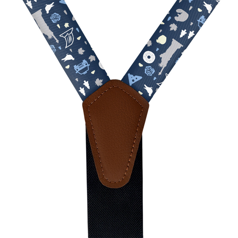 New York State Heritage Suspenders - Vegan Leather Y-Back - Knotty Tie Co.