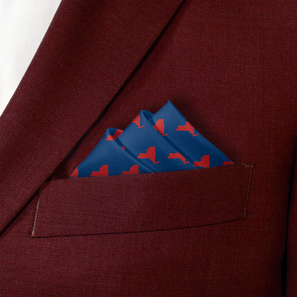 New York State Outline Pocket Square - Stairs Fold - Knotty Tie Co.