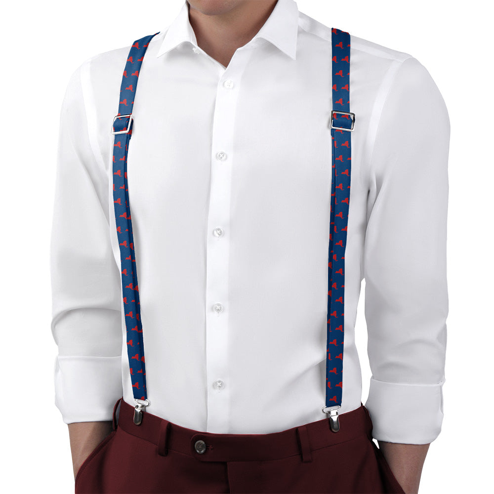 New York State Outline Suspenders - On Model Back View - Knotty Tie Co.