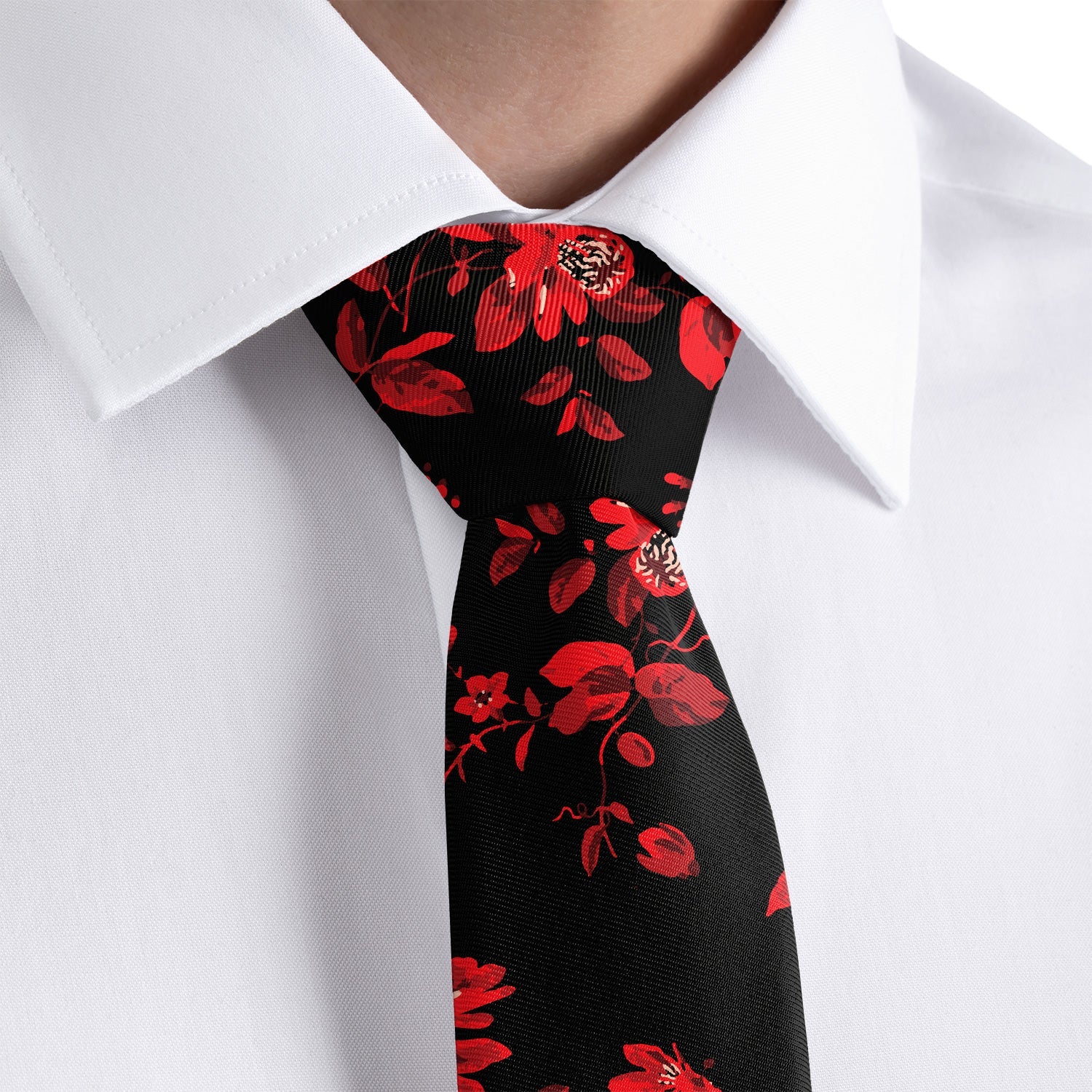 Noir Floral Necktie Skinny Knotty Classic Widths