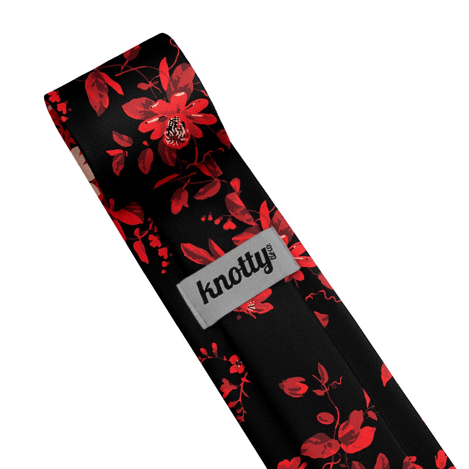 Noir Floral Necktie - Tag - Knotty Tie Co.