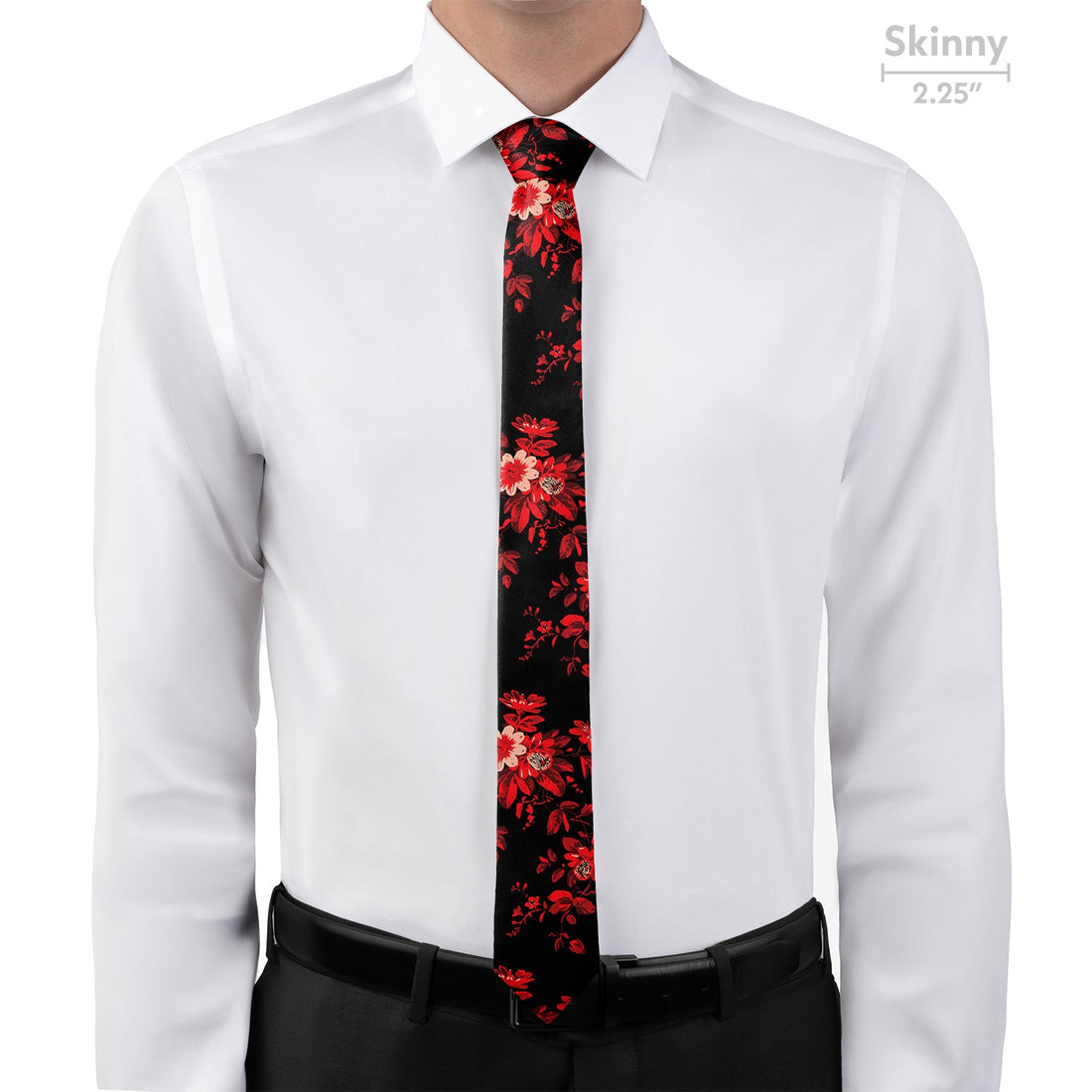 Noir Floral Necktie - Skinny - Knotty Tie Co.