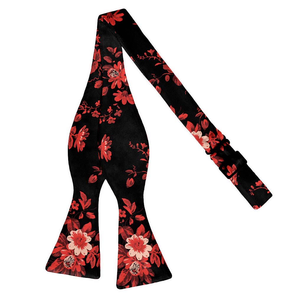 Noir Floral Bow Tie - Self Tie Flat - Knotty Tie Co.