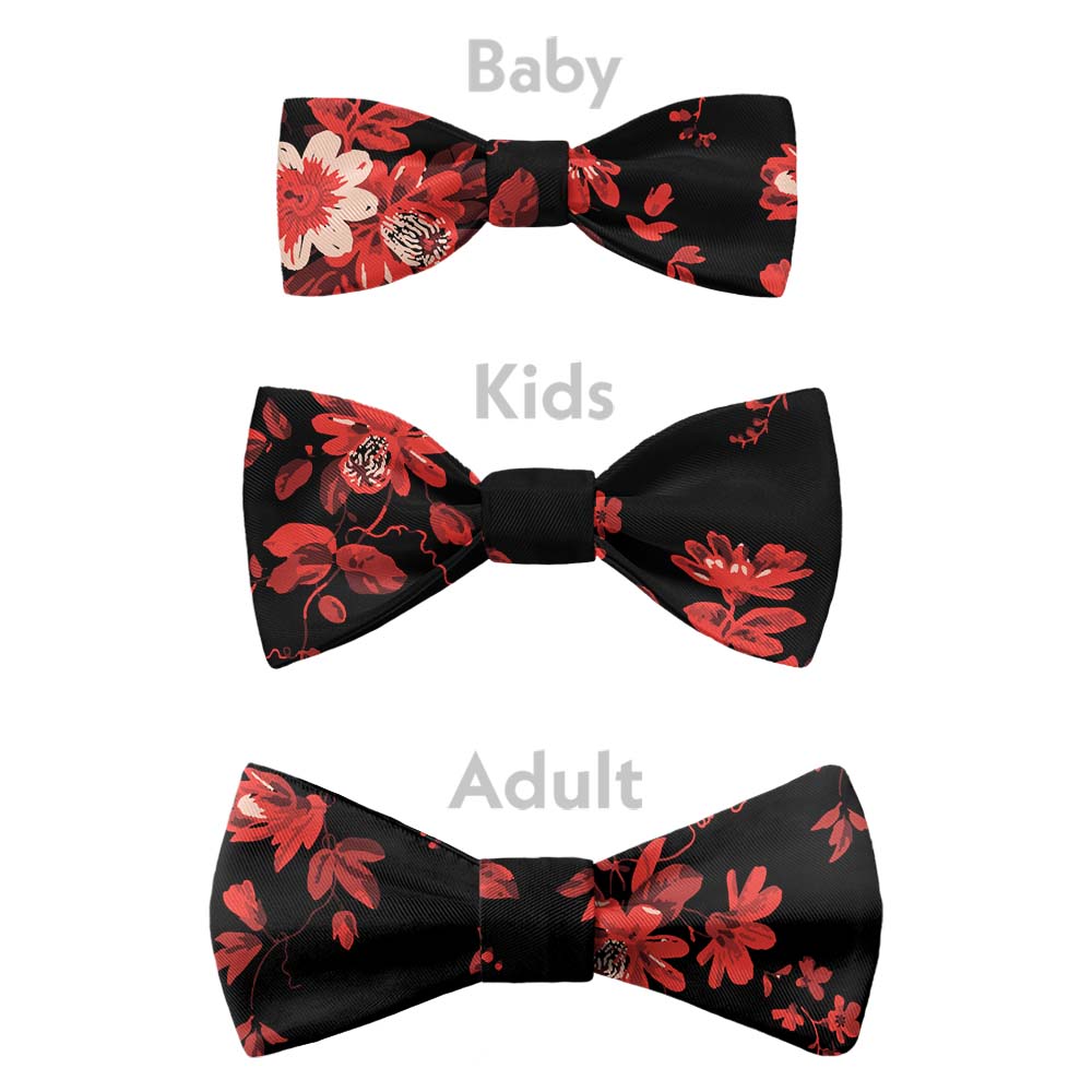 Noir Floral Bow Tie - Bow Sizes - Knotty Tie Co.
