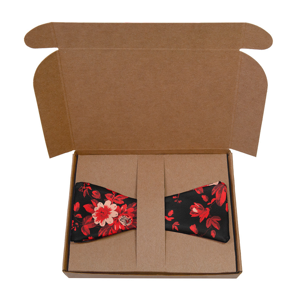 Noir Floral Bow Tie- Kraft Gift Box Packaging - Knotty Tie Co.