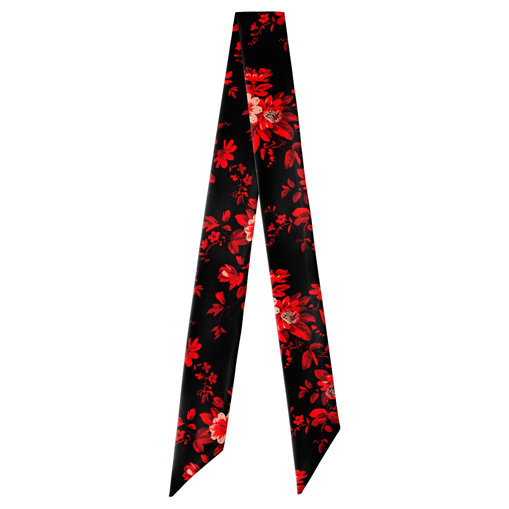 Noir Floral Hair Scarf - Full View of Hair Scarf - Knotty Tie Co.
